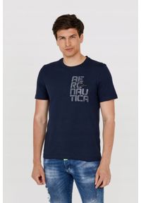 Aeronautica Militare - AERONAUTICA MILITARE Granatowy bawełniany t-shirt męski, Rozmiar L. Kolor: niebieski. Materiał: bawełna. Długość rękawa: krótki rękaw. Długość: krótkie. Wzór: haft #1
