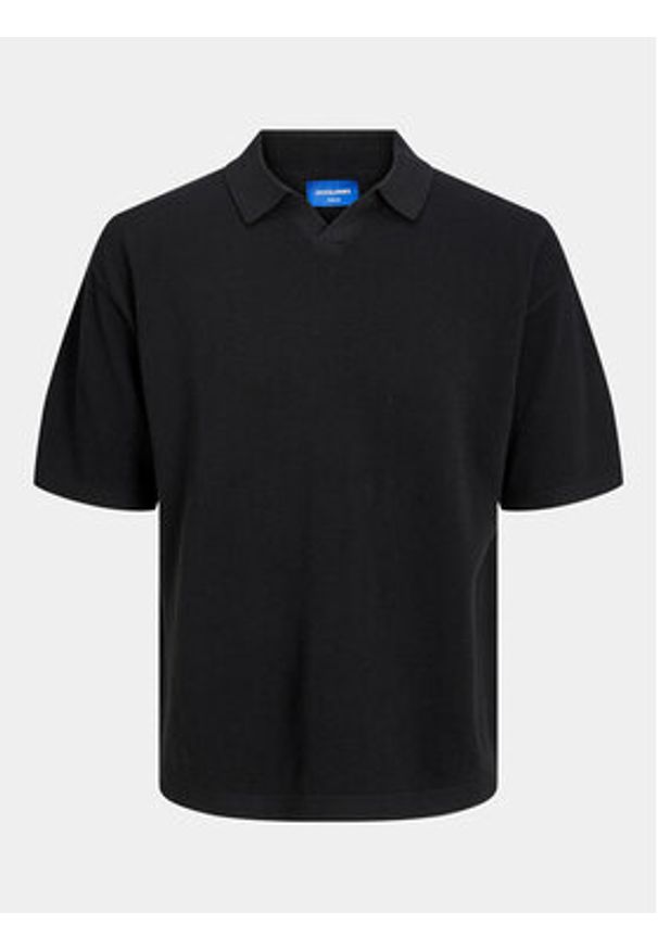 Jack & Jones - Jack&Jones Polo Linen 12252748 Czarny Regular Fit. Typ kołnierza: polo. Kolor: czarny. Materiał: bawełna