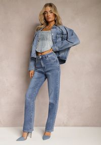 Renee - Granatowe Jeansy High Waist z Prostymi Nogawkami Azelie. Stan: podwyższony. Kolor: niebieski #4