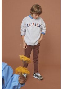 Mango Kids bluza bawełniana dziecięca Climber kolor beżowy z aplikacją. Kolor: beżowy. Materiał: bawełna. Wzór: aplikacja #8