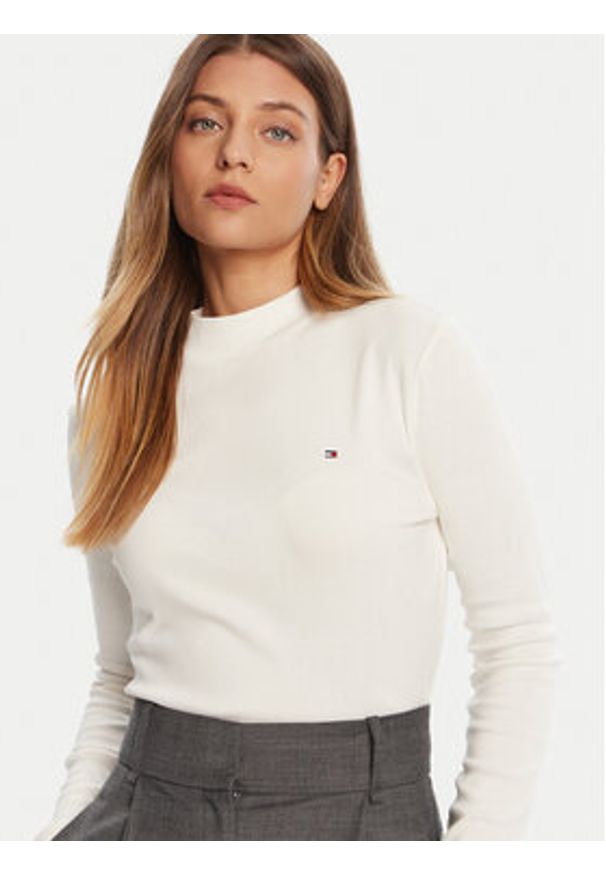 TOMMY HILFIGER - Tommy Hilfiger Sweter Cody WW0WW47307 Écru Slim Fit. Materiał: bawełna