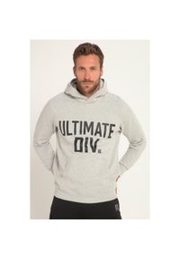 JAY-PI - Męska Bluza z kapturem kaptur nadruk Ultimate kieszeń kangurka. Typ kołnierza: kaptur. Kolekcja: plus size. Kolor: szary. Materiał: wiskoza, materiał, bawełna. Wzór: nadruk