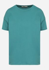 Born2be - Zielony Klasyczny T-shirt Oversize z Bawełny Zivassa. Okazja: na co dzień. Kolor: zielony. Materiał: bawełna. Styl: klasyczny