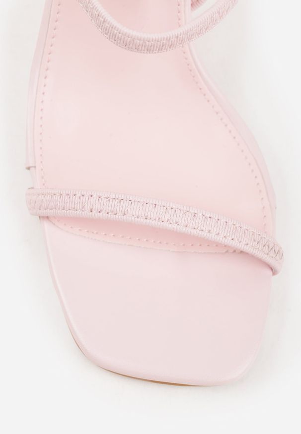 Renee - Różowe Sandały na Szpilce z Dopasowującymi się do Stopy Paskami Usinrya. Zapięcie: pasek. Kolor: różowy. Materiał: satyna. Wzór: paski. Obcas: na szpilce. Wysokość obcasa: średni