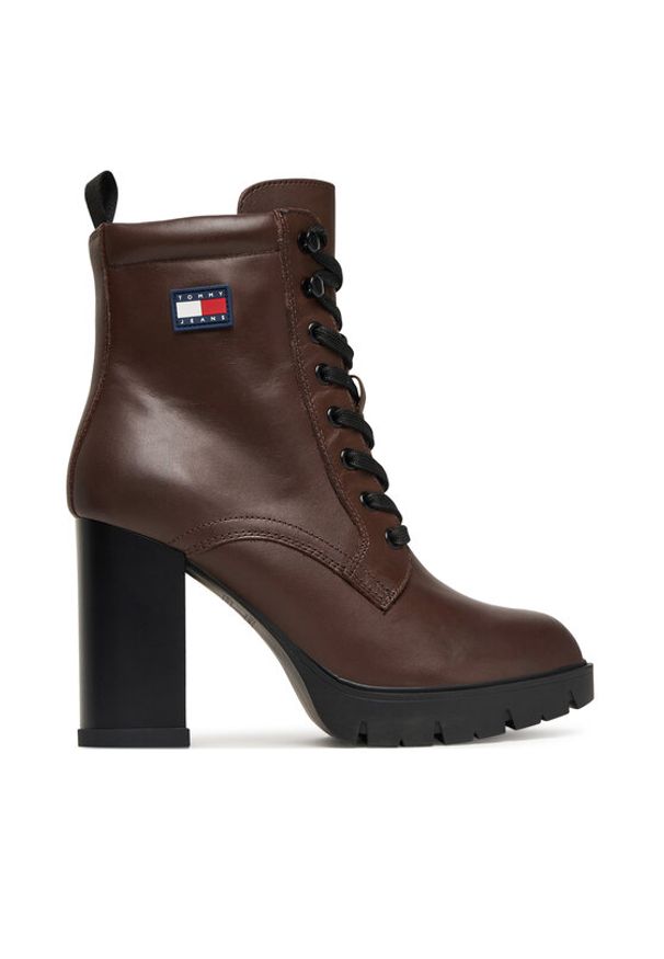 Tommy Jeans Botki Tjw Lace Up EN0EN02832 Brązowy. Kolor: brązowy. Materiał: skóra