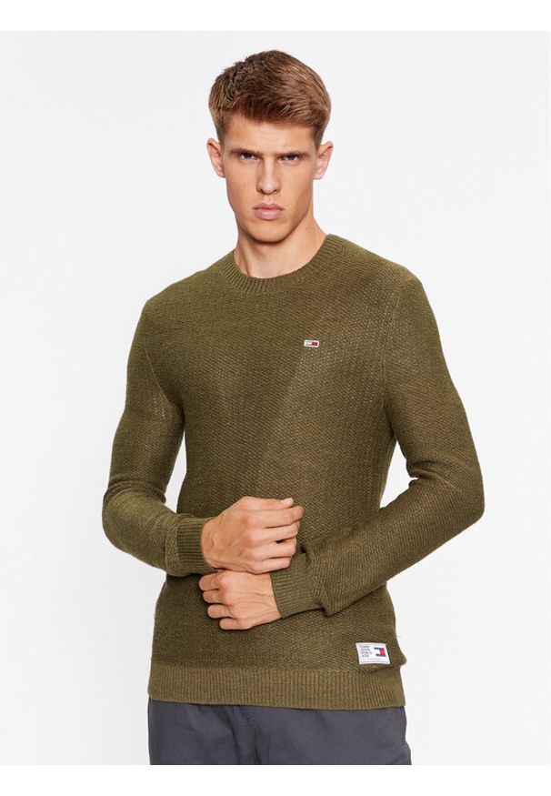 Tommy Jeans Sweter DM0DM15060 Zielony Regular Fit. Kolor: zielony. Materiał: syntetyk