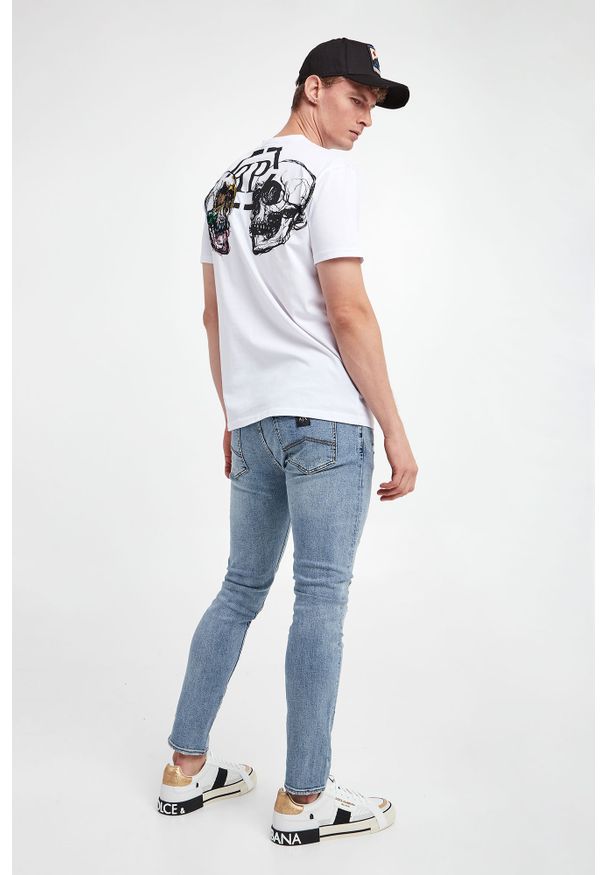 Philipp Plein - T-shirt męski PHILIPP PLEIN. Materiał: prążkowany, skóra. Długość rękawa: krótki rękaw. Długość: krótkie. Wzór: kolorowy, aplikacja, haft, nadruk