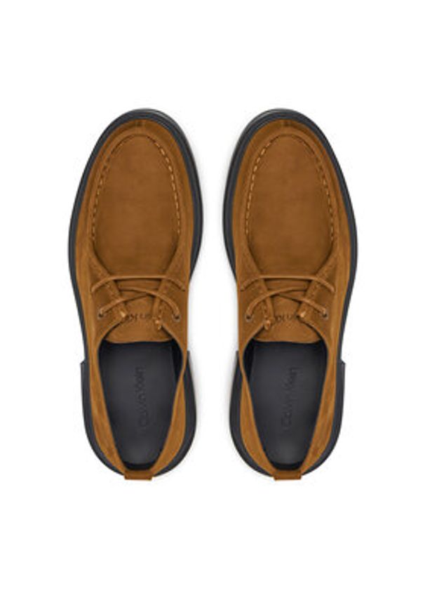 Calvin Klein Półbuty Apron Lace Up Nb HM0HM01636 Brązowy. Kolor: brązowy. Materiał: nubuk, skóra