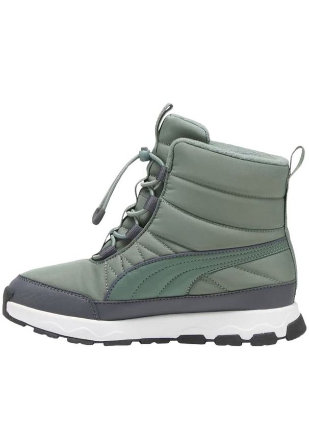 Buty Puma Evolve Boot Jr 392644 03 zielone. Kolor: zielony. Materiał: materiał, syntetyk, guma. Szerokość cholewki: normalna. Sezon: zima