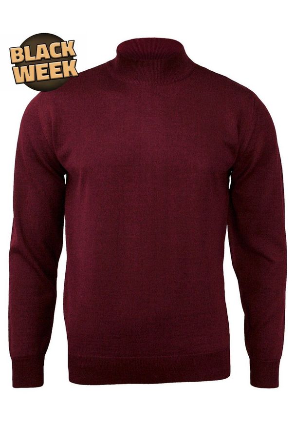 Półgolf Bordowy, Ciemny Czerwony, Klasyczny, Elegancki, Męski - MM Classic. Kolor: czerwony. Materiał: akryl, wełna. Styl: elegancki, klasyczny