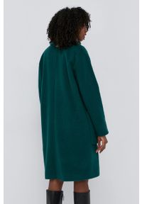 TwinSet - Twinset Płaszcz wełniany kolor zielony przejściowy. Okazja: na co dzień. Kolor: zielony. Materiał: wełna. Styl: klasyczny, casual