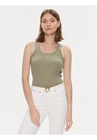 Pinko Top 100807 A0PU Khaki Slim Fit. Kolor: brązowy. Materiał: bawełna