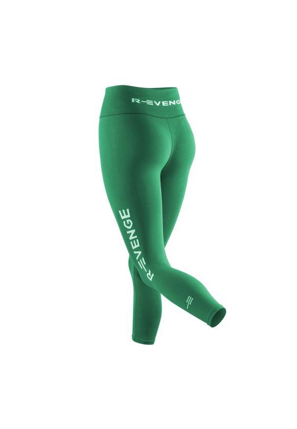 R-EVENGE - Legginsy techniczne fitness push-up damskie do biegania Q-Skin. Kolor: zielony. Materiał: elastan, poliamid. Sport: fitness