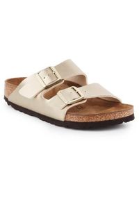 Klapki damskie Birkenstock Arizona BS. Zapięcie: bez zapięcia. Kolor: żółty. Materiał: syntetyk, skóra, materiał. Sezon: lato. Sport: turystyka piesza