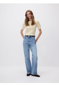 Reserved - Jeansy z paskiem - turkusowy. Kolor: turkusowy #1