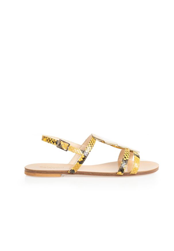 Baldinini Sandały | DE0357P10PI | Kobieta | Żółty. Nosek buta: okrągły. Kolor: żółty. Materiał: skóra. Wzór: aplikacja