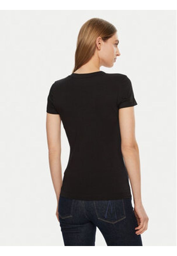 Guess T-Shirt SS CN SHINY TRIANGLE Czarny Shirt Fit. Kolor: czarny. Materiał: bawełna