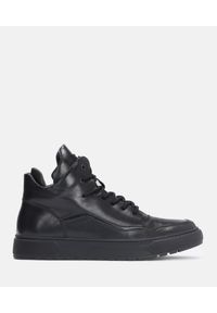 Kazar - Czarne sneakersy męskie. Kolor: czarny. Materiał: skóra, materiał, lakier. Szerokość cholewki: normalna #1