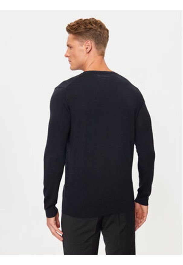 Karl Lagerfeld - KARL LAGERFELD Sweter 655000 544399 Granatowy Regular Fit. Typ kołnierza: dekolt w karo. Kolor: niebieski. Materiał: wełna