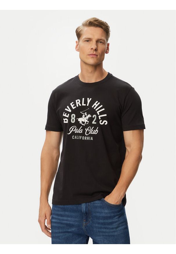 Beverly Hills Polo Club T-Shirt P-SS26M-TS1290 Czarny Regular Fit. Typ kołnierza: polo. Kolor: czarny. Materiał: bawełna