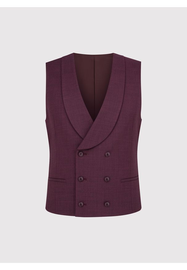 Pako Lorente - PAKO LORENTE – Bordowa dwurzędowa kamizelka męska. Okazja: na wesele, na ślub cywilny. Kolor: czerwony. Styl: młodzieżowy, elegancki
