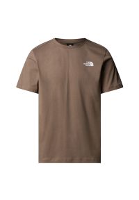 Koszulka męska The North Face Redbox 0A87NPE1Q1 - brązowa. Kolor: brązowy. Materiał: bawełna. Długość rękawa: krótki rękaw. Długość: krótkie. Wzór: ze splotem