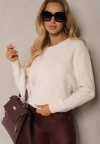 Renee - Beżowy Casualowy Sweter z Dodatkiem Kaszmiru Salielis. Okazja: na co dzień. Kolor: beżowy. Materiał: kaszmir. Styl: casual #4