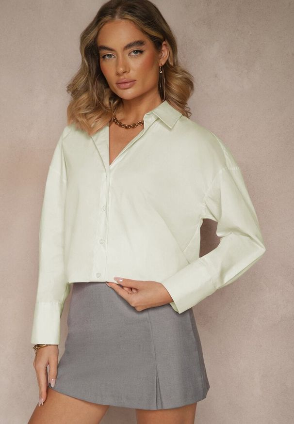 Renee - Zielona Casualowa Koszula z Bawełny Naliraella. Okazja: na co dzień. Kolor: zielony. Materiał: bawełna. Styl: casual