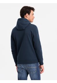 Ombre Clothing - Męska bluza dresowa kangurka z kapturem BASIC – granatowa V1. Okazja: na co dzień. Typ kołnierza: kaptur. Kolor: niebieski. Materiał: dresówka. Wzór: jednolity. Styl: sportowy, casual #7