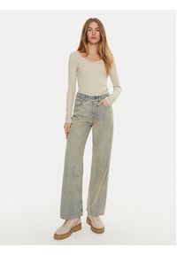 Calvin Klein Jeans Bluzka J20J224197 Beżowy Slim Fit. Kolor: beżowy. Materiał: bawełna