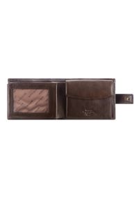 Wittchen - Męski portfel skórzany klasyczny ciemnobrązowy. Kolor: brązowy. Materiał: skóra. Wzór: aplikacja