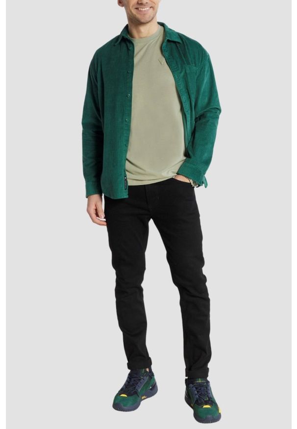 Guess - GUESS Zielony t-shirt męski Hedley, Rozmiar S. Kolor: zielony