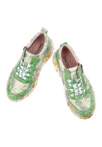 Sneakersy damskie Laura Vita, ze skóry naturalnej z kontrastowym nadrukiem i dekoracyjnym zamkiem z boku, zielone, 62 SL26803-62H. Zapięcie: zamek. Kolor: zielony. Materiał: skóra. Szerokość cholewki: normalna. Wzór: nadruk. Sezon: wiosna, lato #8