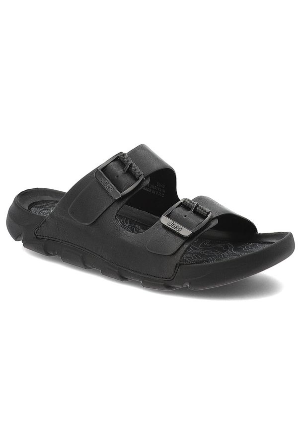 Czarne Klapki Jeep Wygodne Obuwie Męskie. Okazja: na co dzień. Kolor: czarny. Styl: casual, sportowy, klasyczny