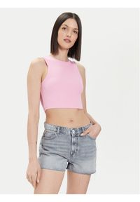 only - ONLY Top Vilma 15282771 Różowy Slim Fit. Kolor: różowy. Materiał: bawełna