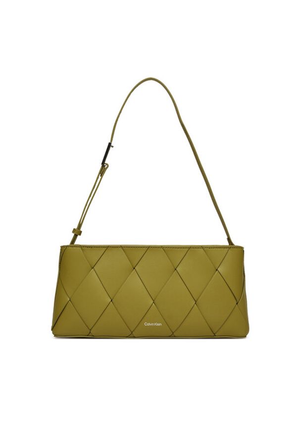 Calvin Klein Torebka Ck Woven Elongated Shoulder Bag K60K612992 Zielony. Kolor: zielony. Materiał: skórzane