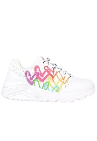 skechers - Buty Skechers x JGoldcrown Uno Lite Love Brights 314061LWMLT - białe. Zapięcie: sznurówki. Kolor: biały. Materiał: nubuk, guma, syntetyk. Szerokość cholewki: normalna. Sport: turystyka piesza