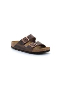 Czarne Kapcie Birkenstock Arizona Habana Dorosłych. Okazja: na co dzień. Kolor: brązowy. Sezon: lato. Styl: casual