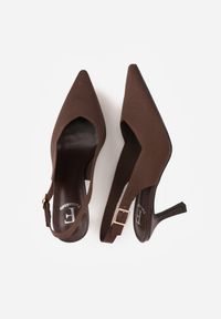 Renee - Brązowe Plecione Sandały na Szpilce Savapheme. Zapięcie: sprzączka. Kolor: brązowy. Obcas: na szpilce. Styl: elegancki, klasyczny #4