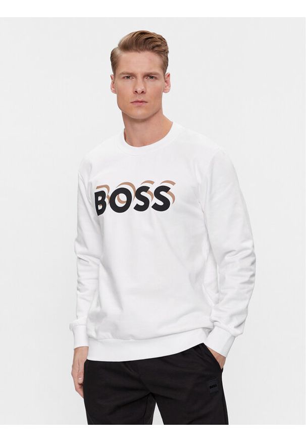 BOSS - Boss Bluza Soleri 07 50507939 Biały Regular Fit. Kolor: biały. Materiał: bawełna