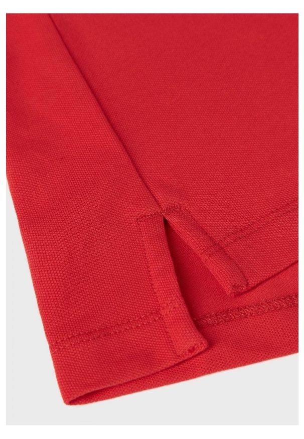 Emporio Armani - EMPORIO ARMANI Męska, czerwona, koszulka polo. Typ kołnierza: polo. Kolor: czerwony. Materiał: dzianina, bawełna, elastan. Wzór: nadruk