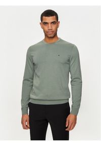 Calvin Klein Sweter K10K113549 Zielony Regular Fit. Kolor: zielony. Materiał: bawełna
