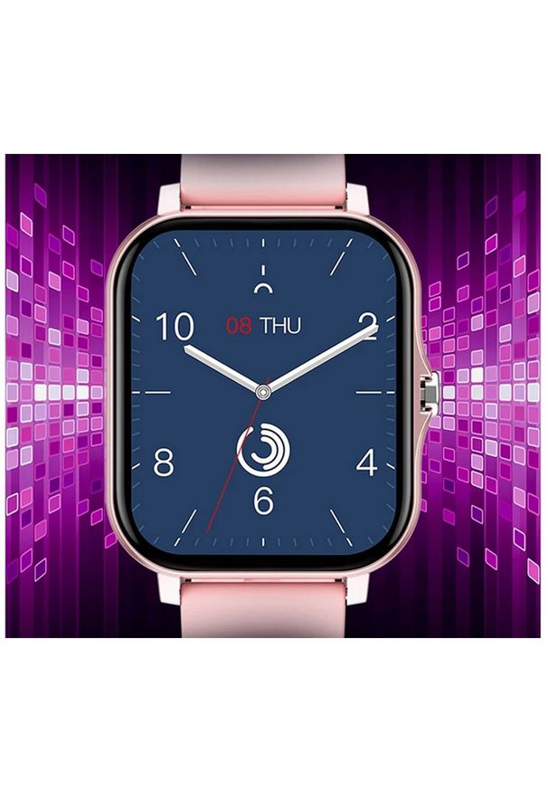 NoName - Smartwatch zegarek damski męski gumowy pasek sport bluetooth rozmowy różowy. Rodzaj zegarka: smartwatch. Kolor: różowy. Materiał: guma. Styl: sportowy