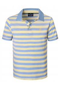 Bawełniana, Męska Koszulka Polo - Pako Jeans - Żółte Pasy. Okazja: na co dzień. Typ kołnierza: polo. Kolor: żółty, złoty, wielokolorowy. Materiał: bawełna. Wzór: prążki, paski. Styl: casual #5