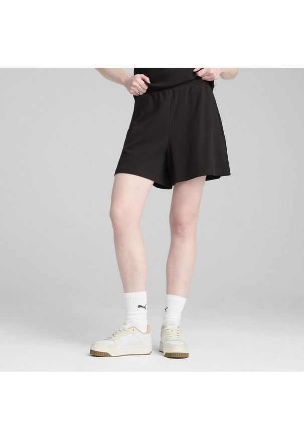 Puma - Damskie szorty HER 5" z wysokim stanem PUMA Black. Stan: podwyższony. Kolor: czarny. Długość: krótkie