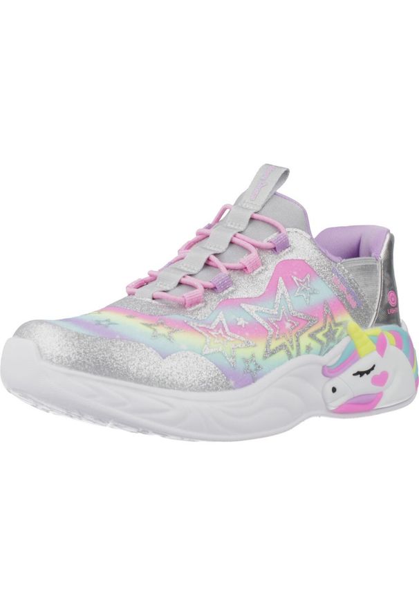 skechers - Kapcie SKECHERS UNICORN DREAMS Srebrny. Okazja: na co dzień. Kolor: szary. Materiał: syntetyk, tkanina