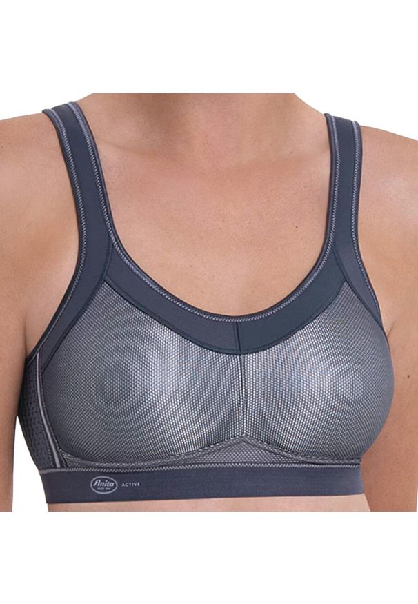 ANITA ACTIVE - Stanik do biegania Momentum z wysoki poziomem podtrzymywania. Kolor: szary. Materiał: poliester, poliamid, elastan. Sport: bieganie