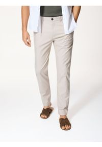 Reserved - Spodnie chino slim fit - beżowy. Kolor: beżowy. Materiał: bawełna, tkanina