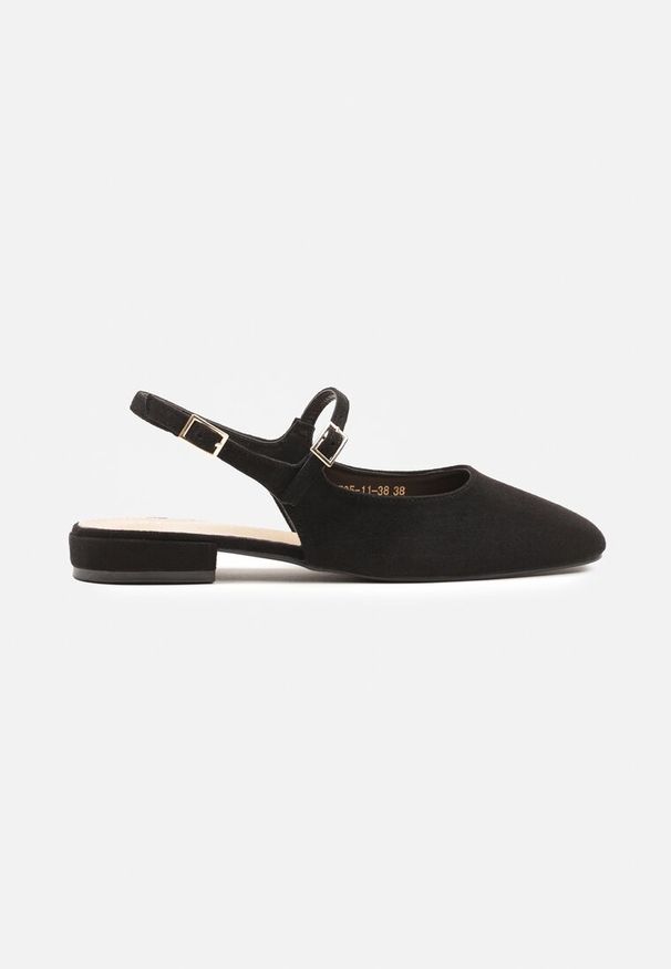 Renee - Czarne Sandały Slingback Vices z Wkładką ze Skóry Naturalnej Sovritia. Okazja: do pracy, na co dzień, na spotkanie biznesowe. Zapięcie: pasek. Kolor: czarny. Materiał: skóra. Sezon: lato. Obcas: na płaskiej podeszwie. Styl: elegancki, biznesowy, klasyczny, casual
