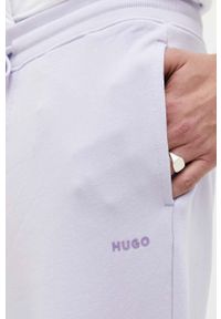 Hugo - HUGO spodnie dresowe bawełniane kolor fioletowy gładkie. Kolor: fioletowy. Materiał: bawełna, dresówka. Wzór: gładki #2